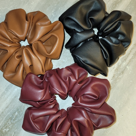 Accessories - 2 for 25! Faux leather giant scrunchies